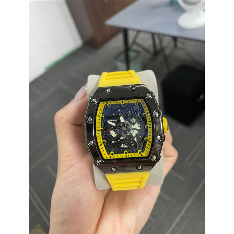 Montre homme cylindrique avec Mouvement à Quartz lumineux