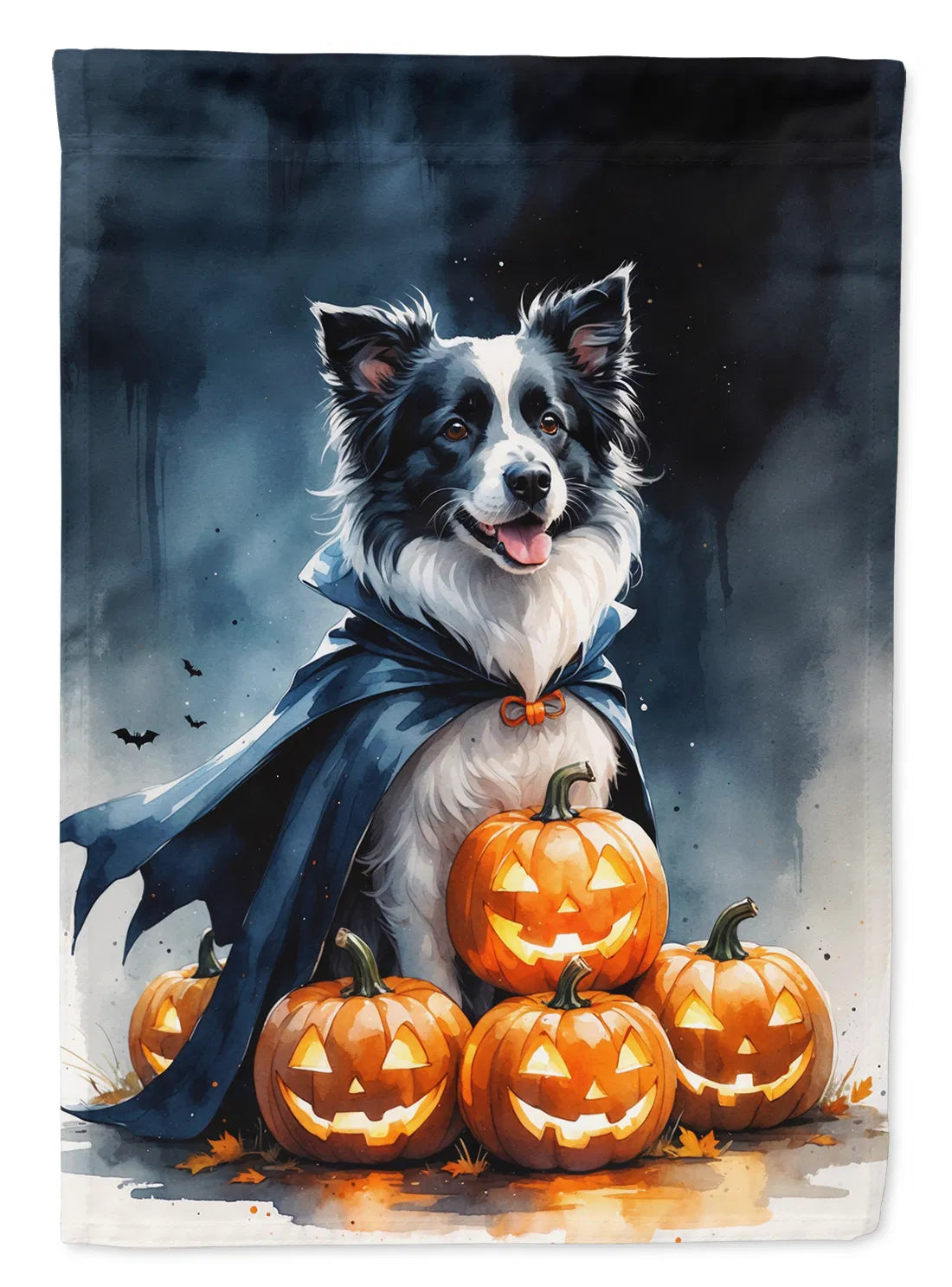 Border Collie Puppy Maison d'Halloween Drapeau Grand Porc Manches Pole décoratif à l'extérieur de la cour B