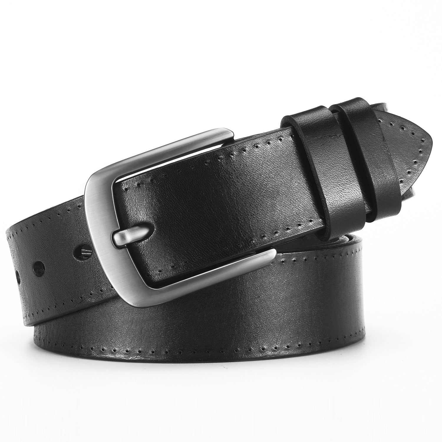 Ceinture de cuir de vache de première couche en alliage d'épingle pour hommes