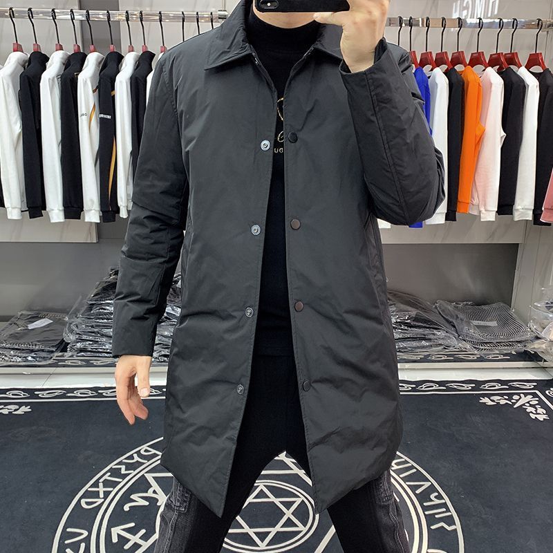 Mens Slim-fit Mi-long Lapel Coat