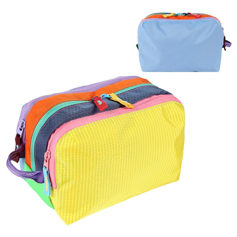 Stockage pliable Brodé Couleur-Block Crossbody Sac de maquillage
