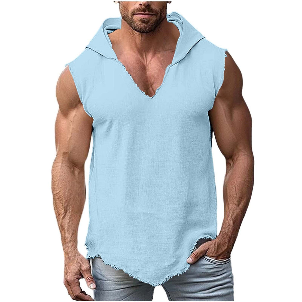 Homme Sporty Casual Solid-Color Sans manches Fashionnable Haut à capuche léger