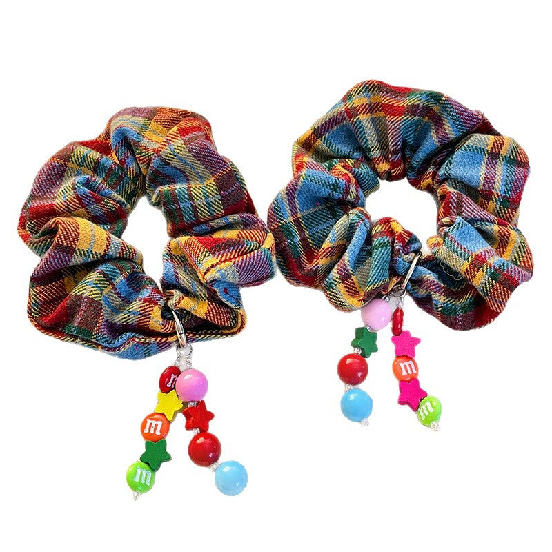 Attache à cheveux haute élasticité Plaid coloré