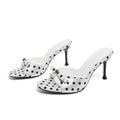 Femmes Plus Taille Bow Polka Dot One Sangle Taloné Diapositive Sandales