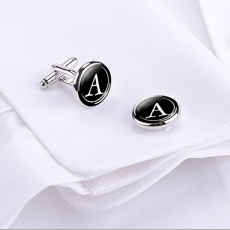 26 Lettre anglaise Cufflinks Metal Time Gem