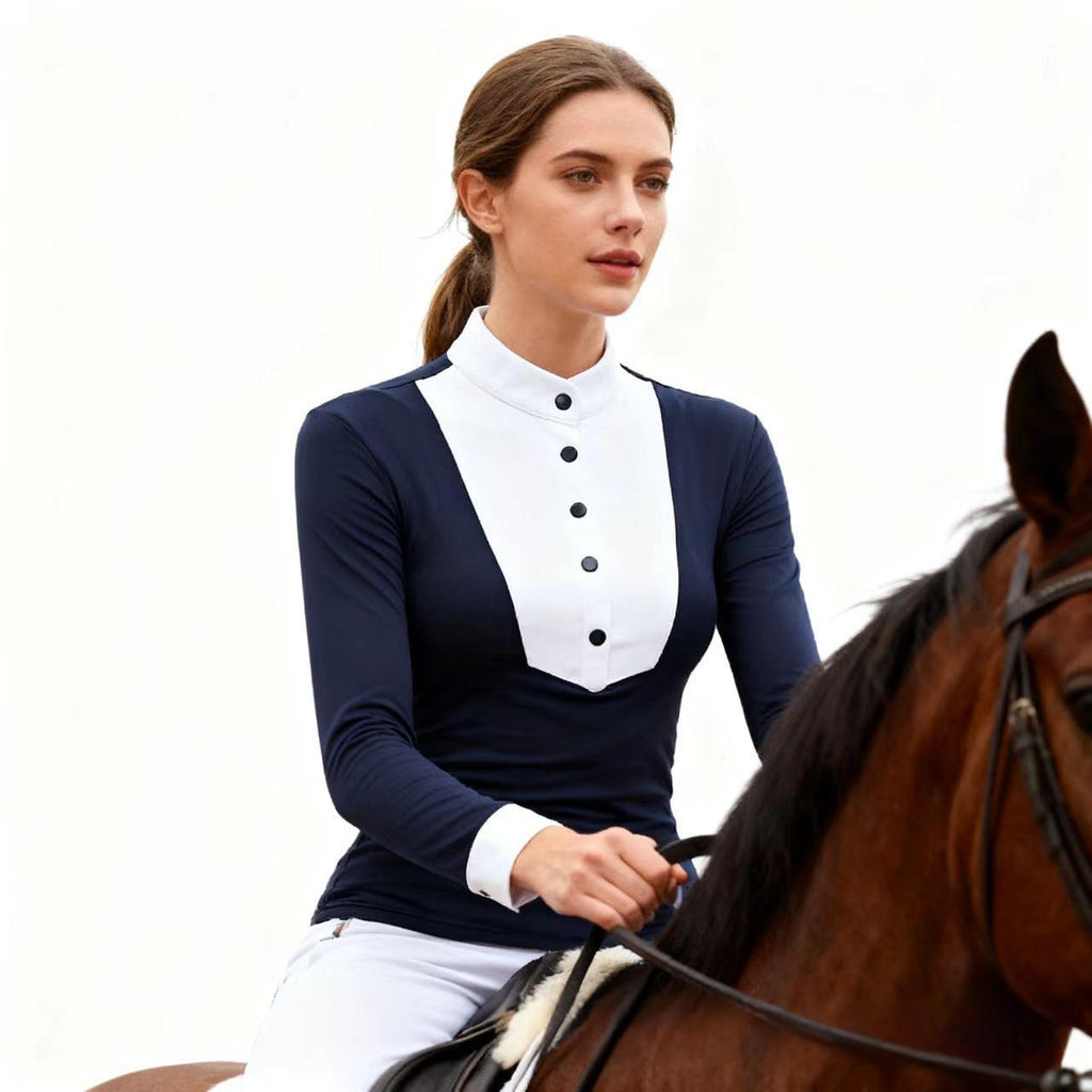 Chemise équestre à manches longues de printemps pour femmes