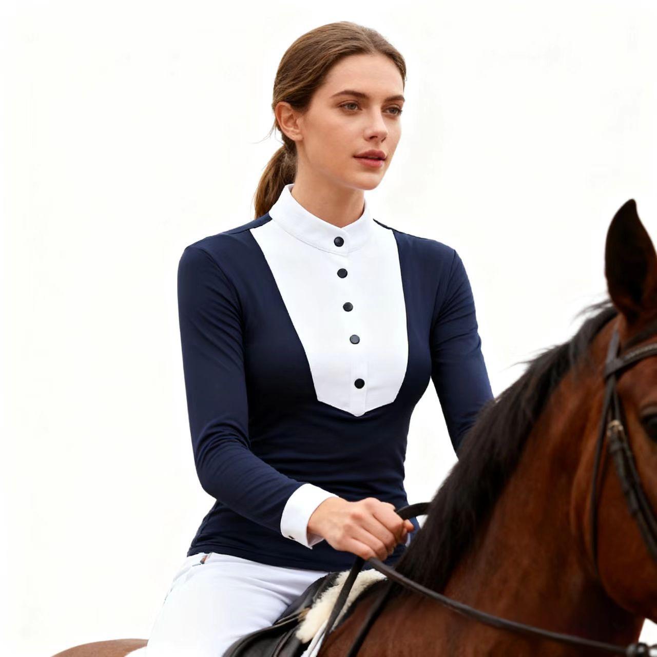 Chemise équestre à manches longues de printemps pour femmes