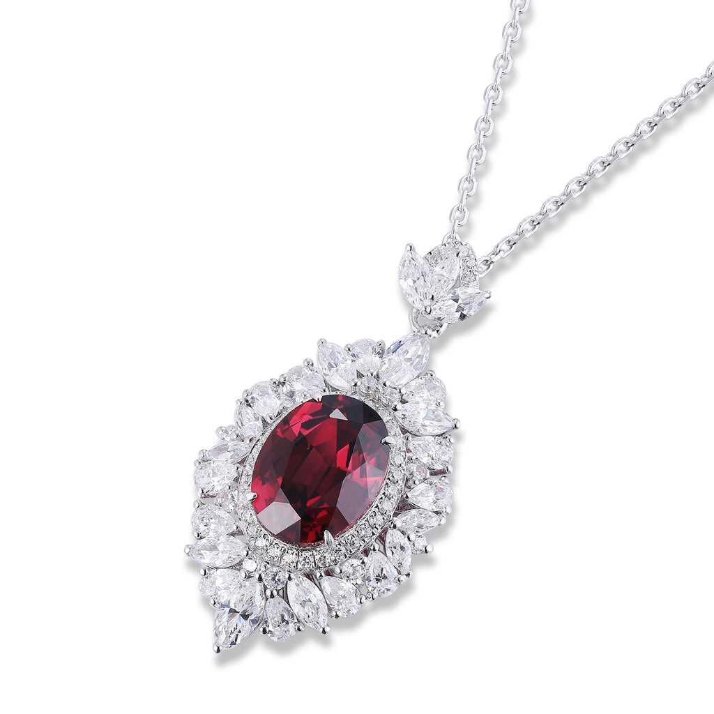 S925 Argent 4.3g Collier en pierre gemme créé par le laboratoire