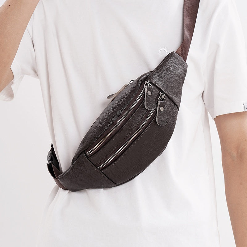 Véritable sac de ceinture en cuir pour hommes Première couche Cowhide Multi-fonctionnel