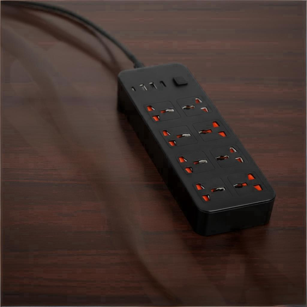 Extension câble câble électrique secteur alimentation 8 Gang 3 USB 1 prise de port de type C
