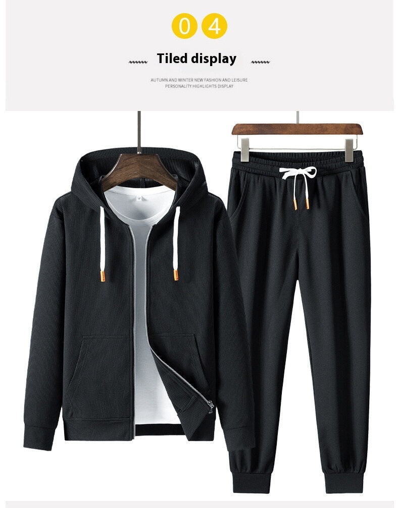 Tendance de mode homme Waffle à capuche Casual Sports Suit