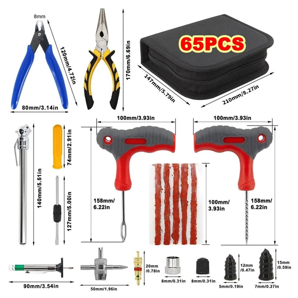 Kit de réparation de pneus 65 pièces pour voitures