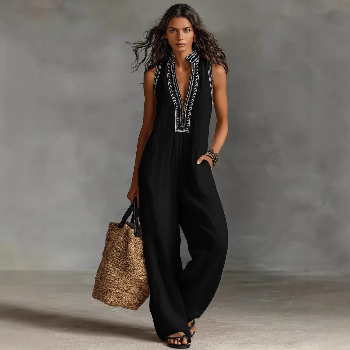 Costume de saut sans manches simple pour femmes