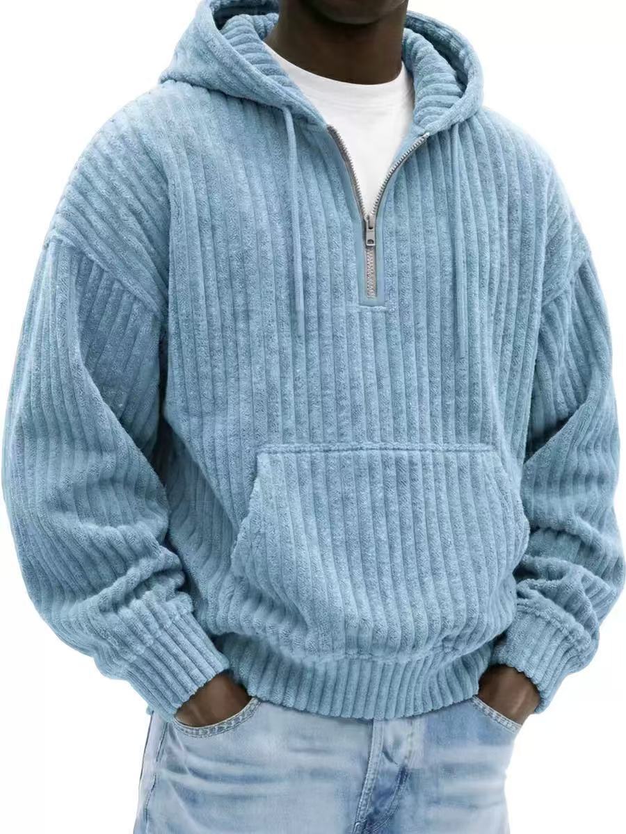 Coq à capuche pour hommes Corduroy en couleur solide