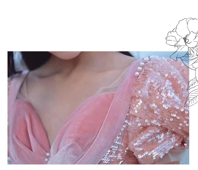 Robe de soirée rose pour les femmes de luxe haut de gamme
