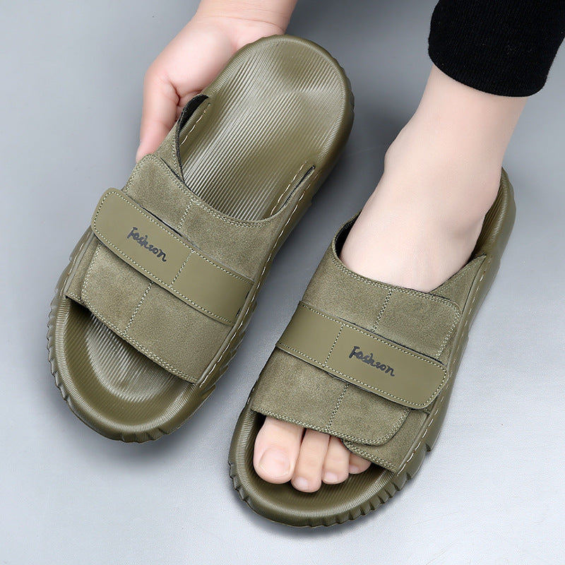 Sandales extérieures antidérapantes anti-abrasion fabriquées à partir de cowhide à grains pleins