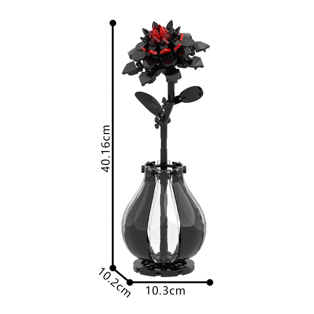 Red Dahlia Building Block Toy Creative Flower Table Décoration