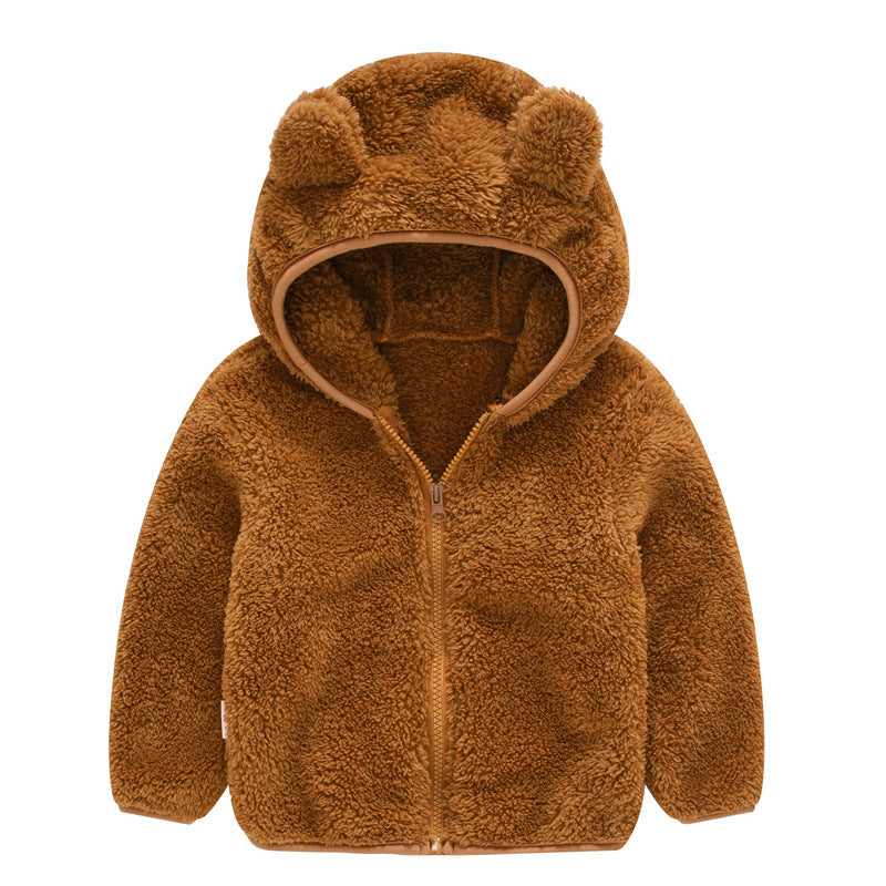 Manteau à capuche en couleur solide pour ours nouveau-né