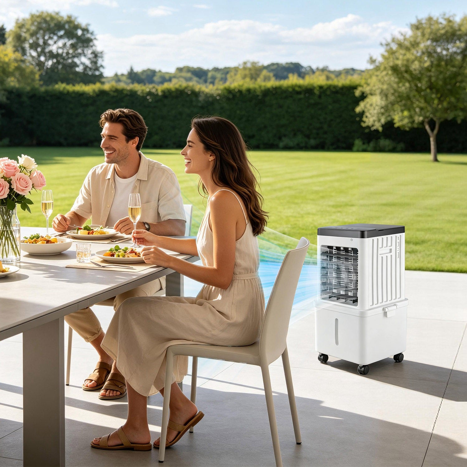 Ventilateur de refroidisseur d'air portable 12L Climatiseur par évaporation avec double touche de réservoir d'eau à 3 vitesses