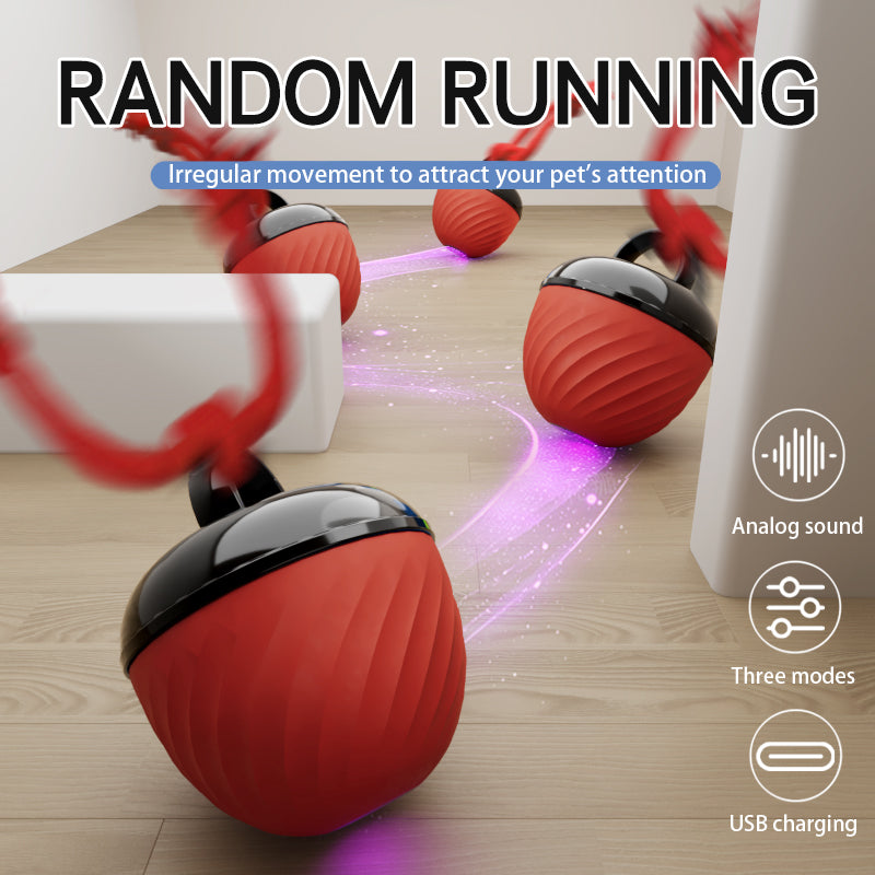 Smart Dog Chat Toy Ball Electronic Interactive Pet Toy Moving Ball Rope USB 3 Modes Automat