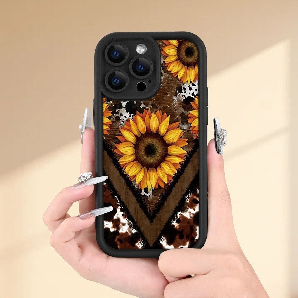 Leopard imprimé personnalisé Sunflower Silicone Phone Case