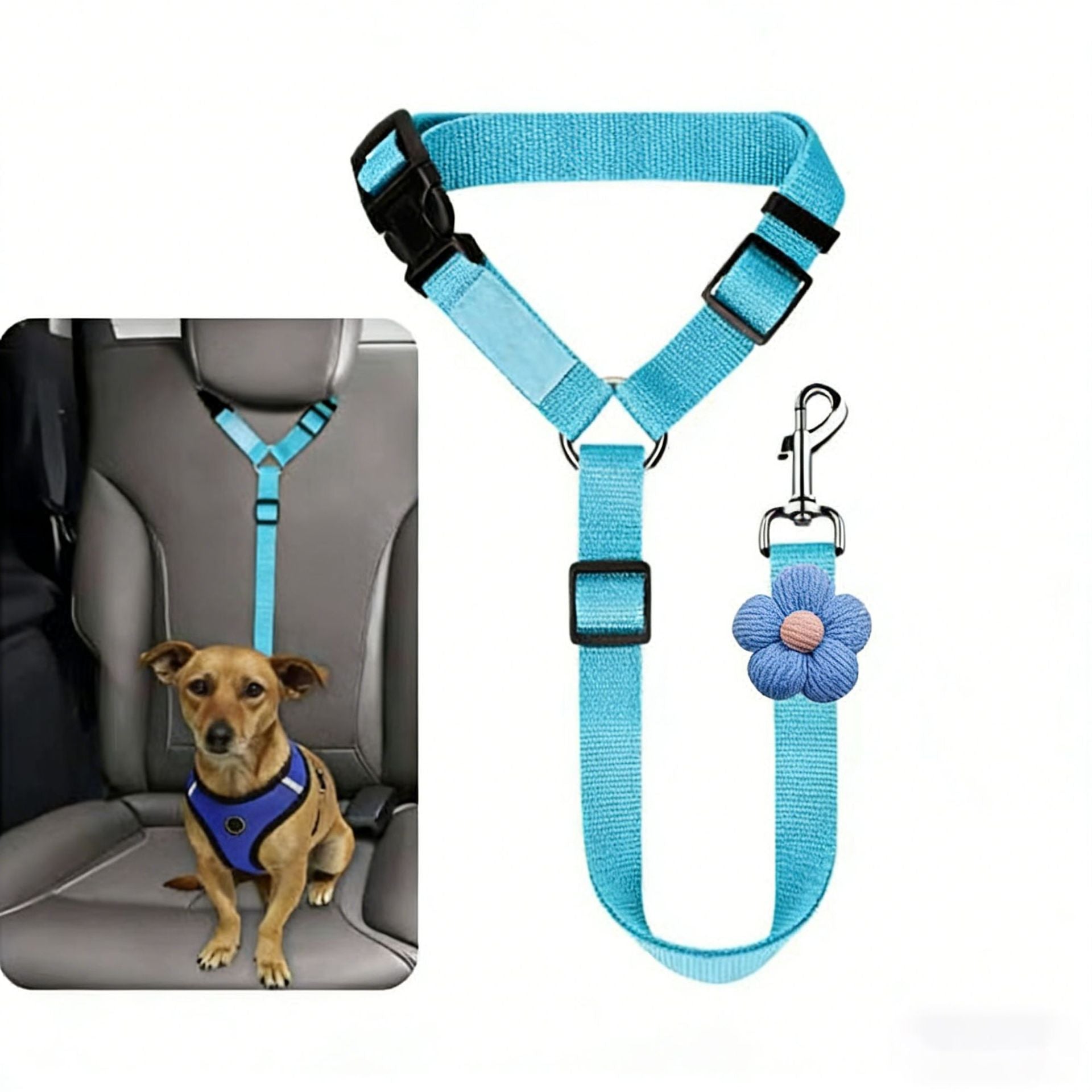Animaux de compagnie Harness Ring Dog Car Elastic Reflective Strap laisse