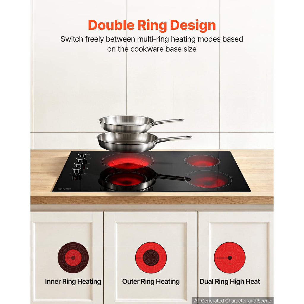 Cuisinière électrique 30 pouces 4 brûleurs Poêle Top 6700W 220V Pas de prise