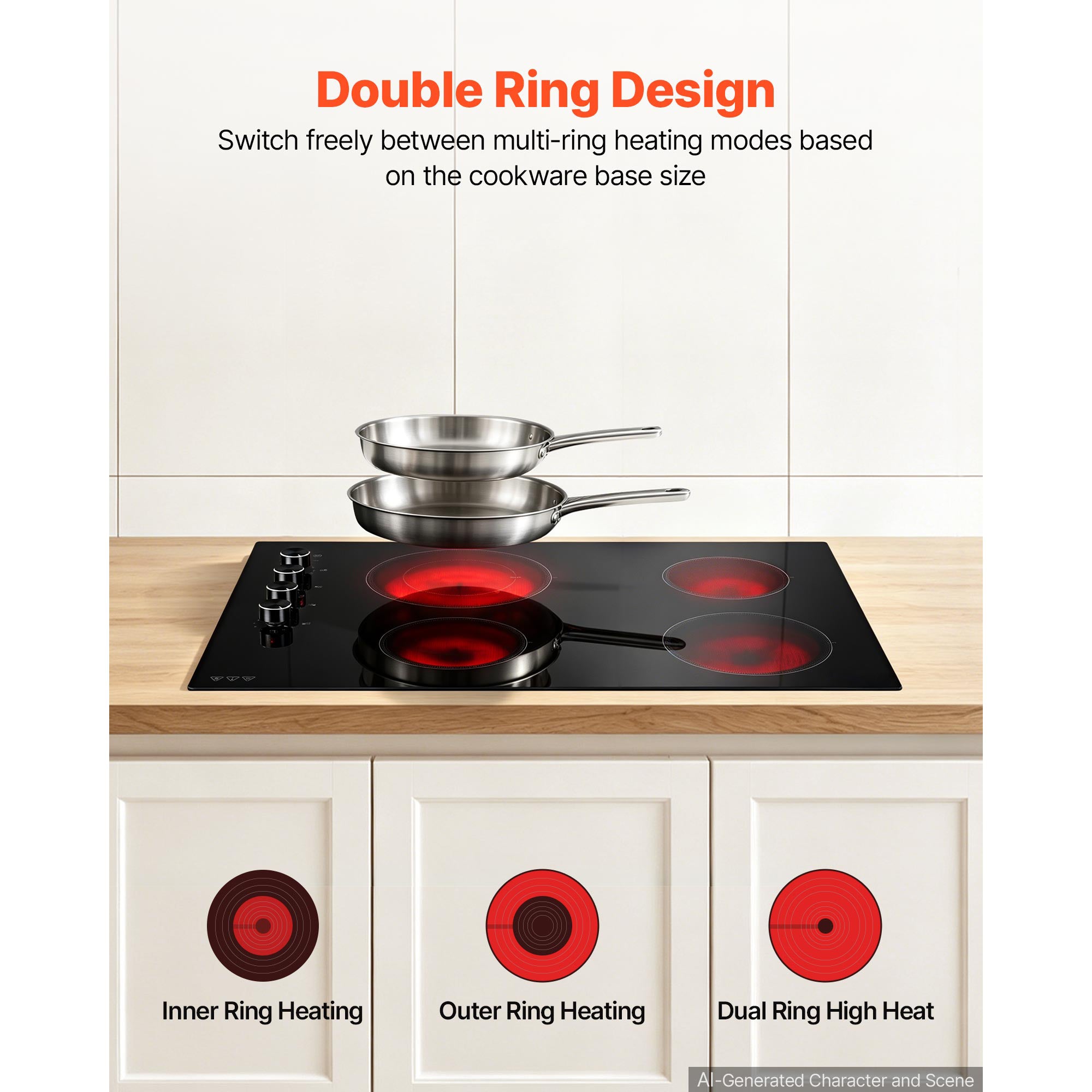 Cuisinière électrique 30 pouces 4 brûleurs Poêle Top 6700W 220V Pas de prise