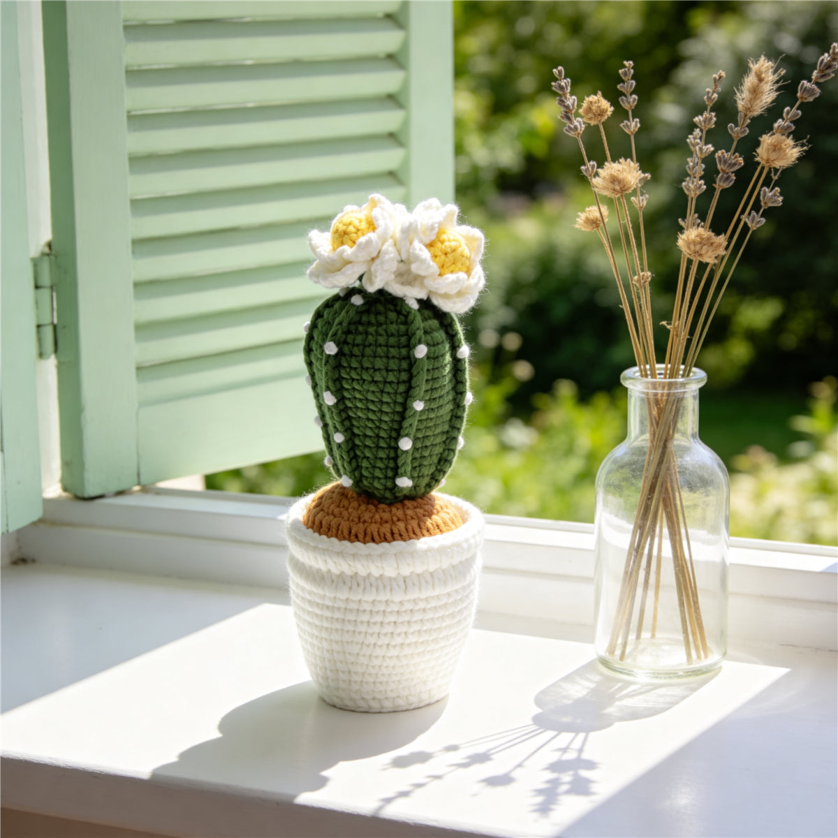 Crochet fait main fleur Cactus Pot Ornement fil doux pérenne Crochet plante Blooms