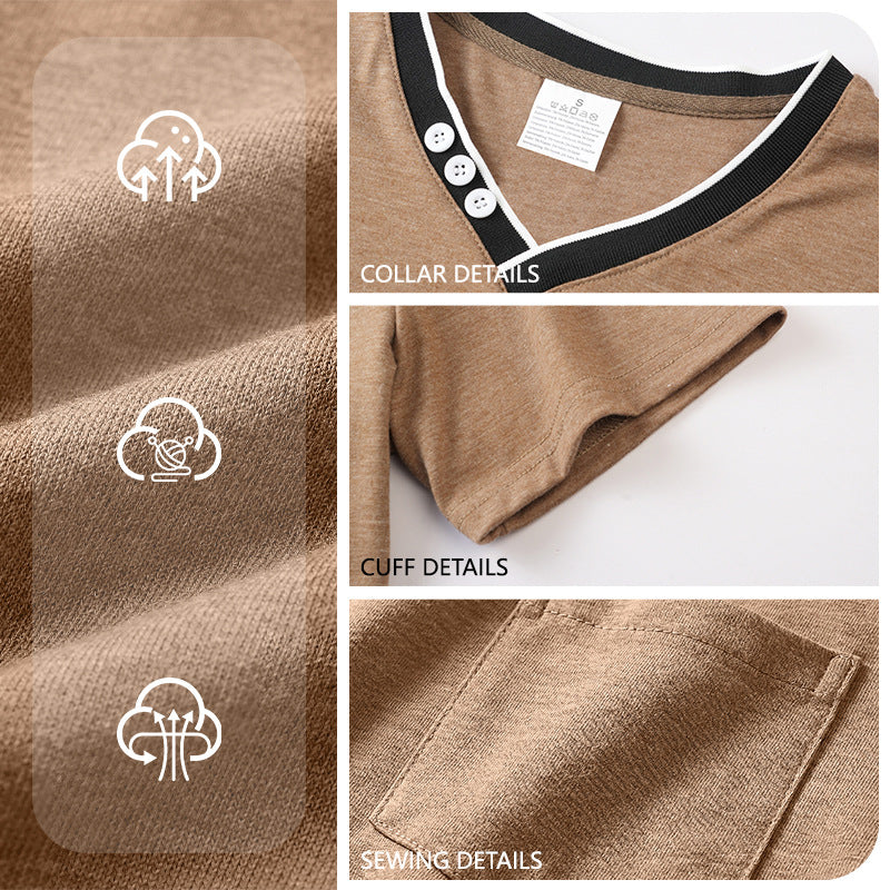 T-shirt à manches courtes Henry V-neck Hommes