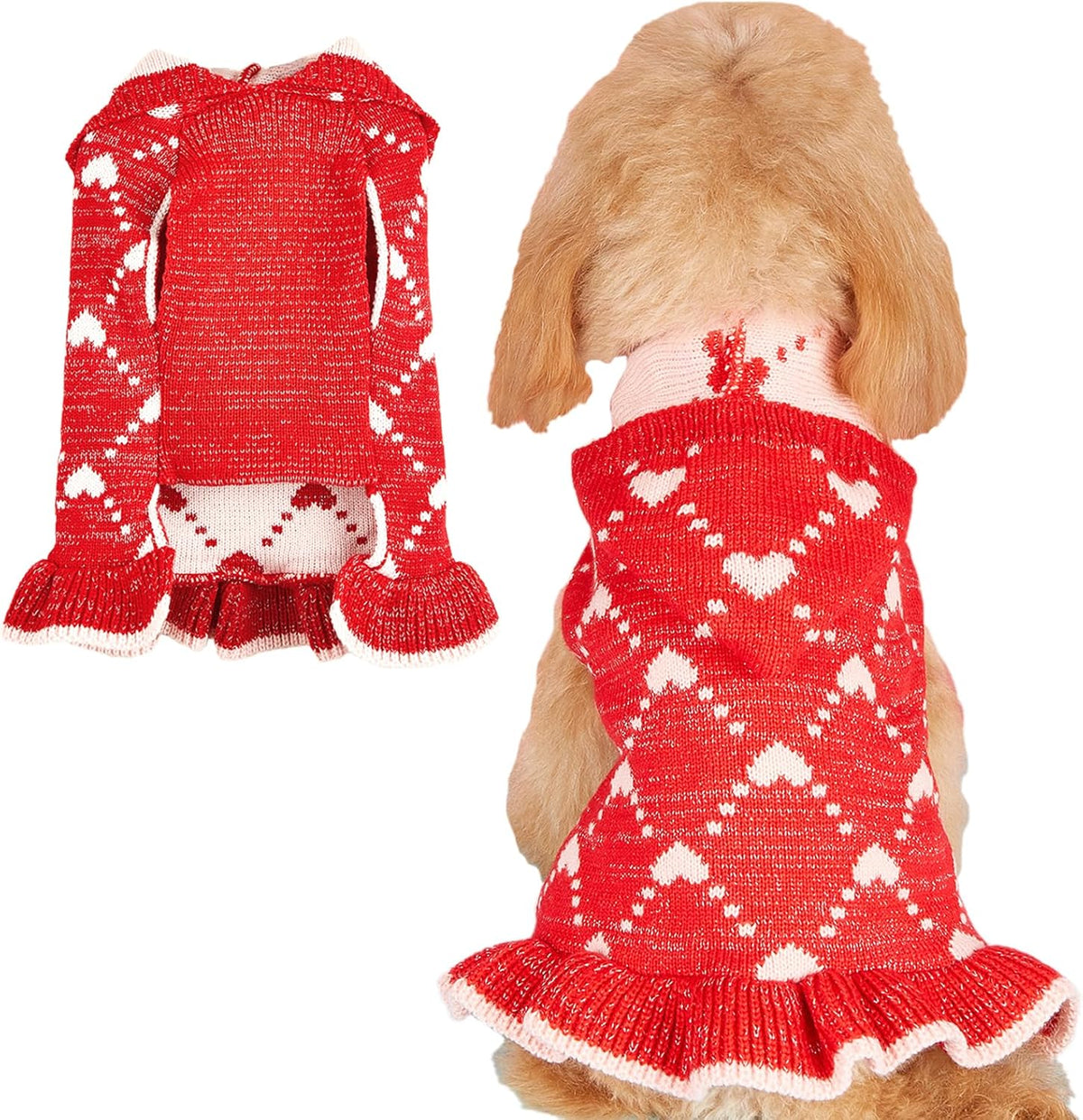 Petit chien sweater Hoodies Robe Hiver tricot mignon vêtements coeur Puppy vêtements