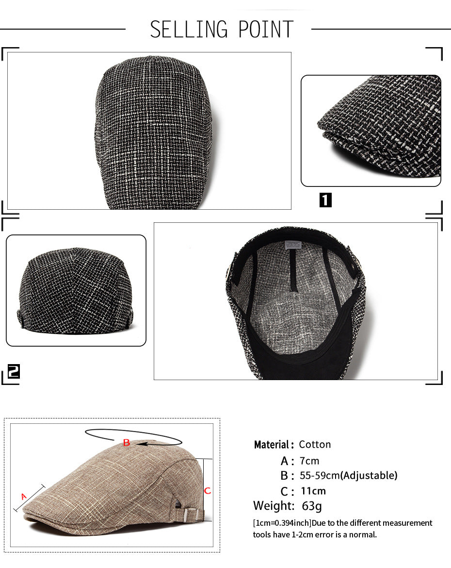 Homme respirant Rétro casual coton et lin Beret