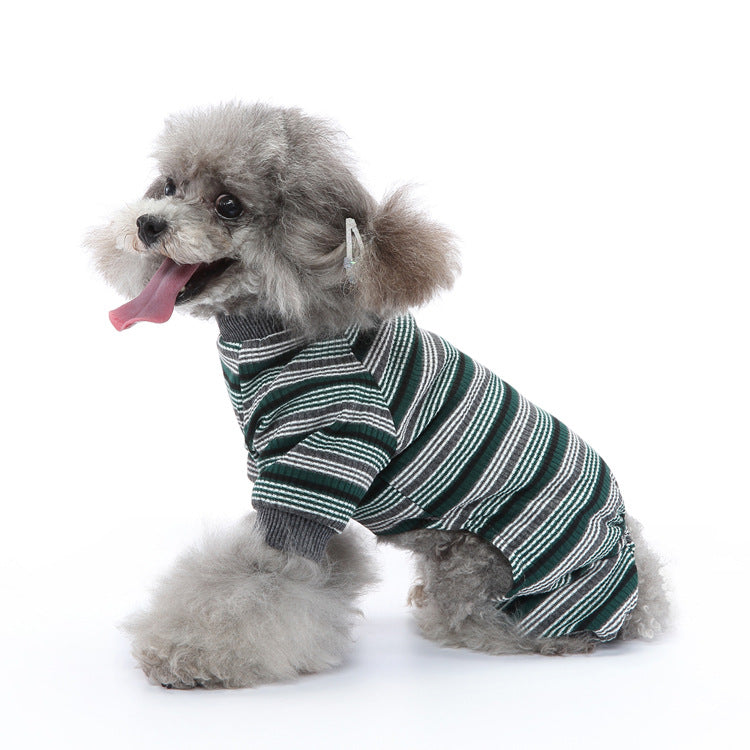 Vêtements de chien d'été rayés maison Pajamas Mince