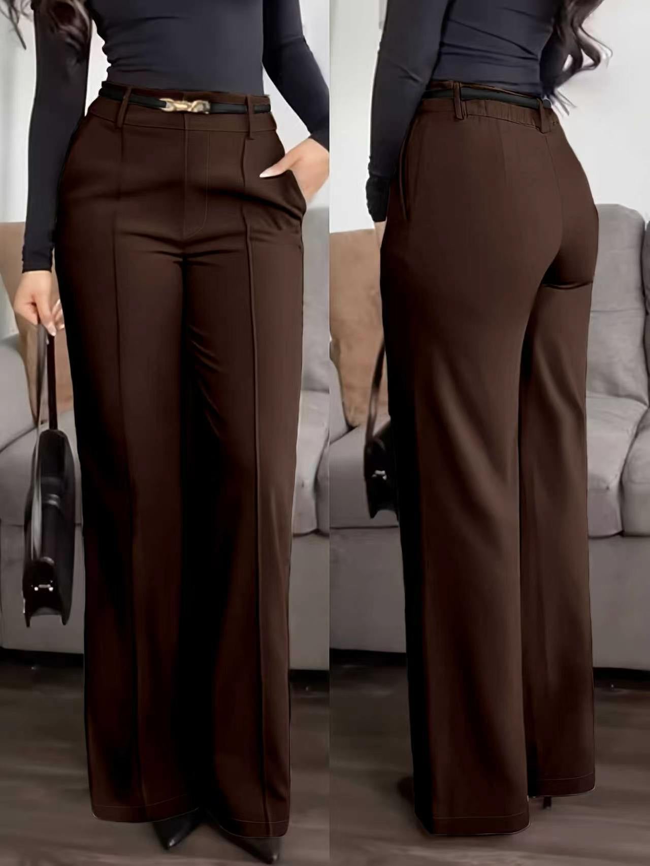 Pantalons à fermeture éclair de couleur solide avec poches