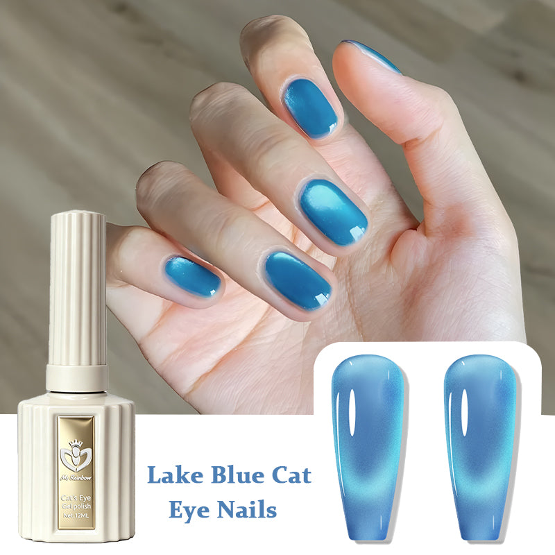 MS RAINBOW AURORA CAT EYE GEL 01 12ML bleu lac Shimmer cristal Chat oeil UV gel de ongles facile M