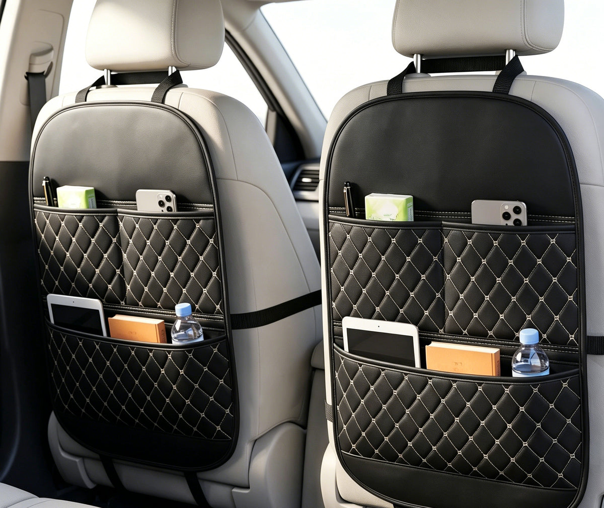 Organisateur universel multi-fonctionnel de rangement en cuir de voiture