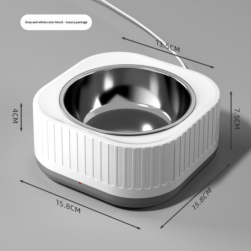 Simple bol d'eau en acier inoxydable à usage domestique avec température constante pour les chats
