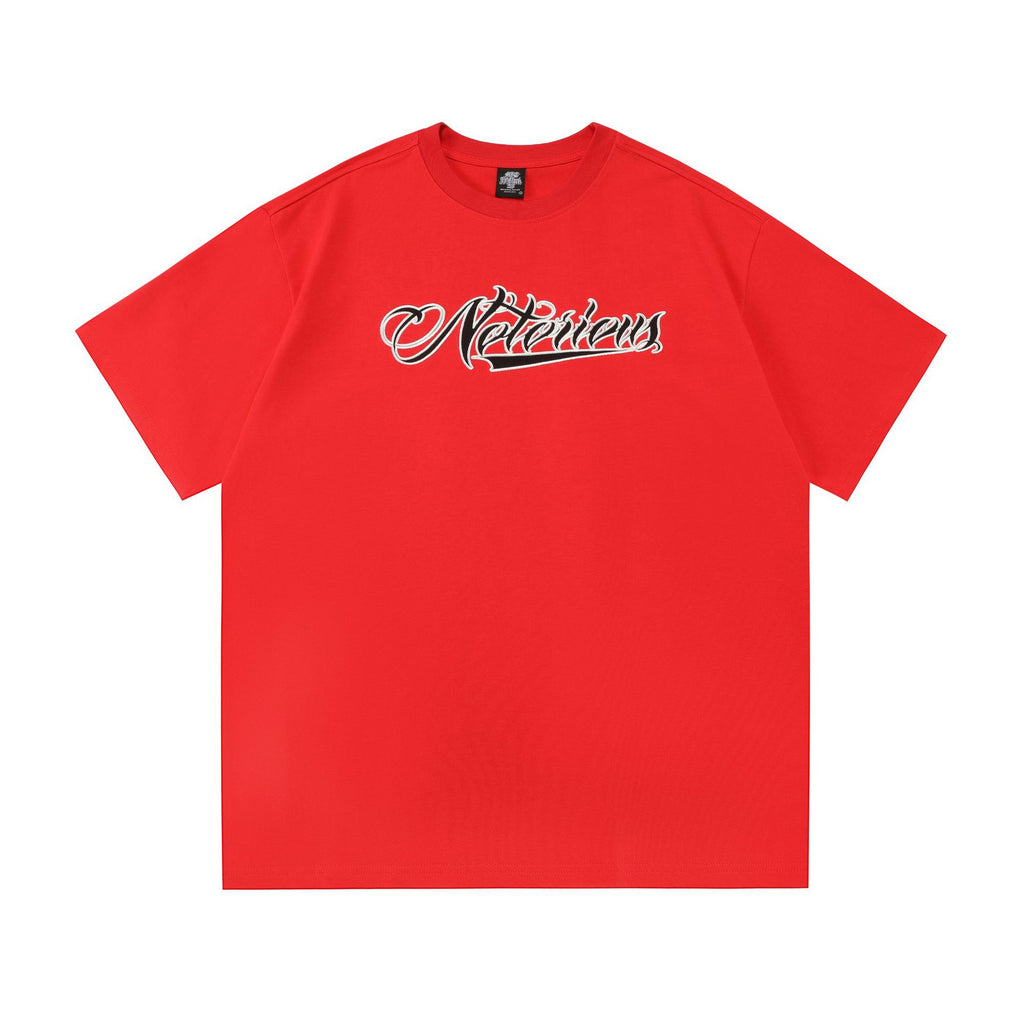 Tee-shirt à manches courtes agrafées brodé plus de taille