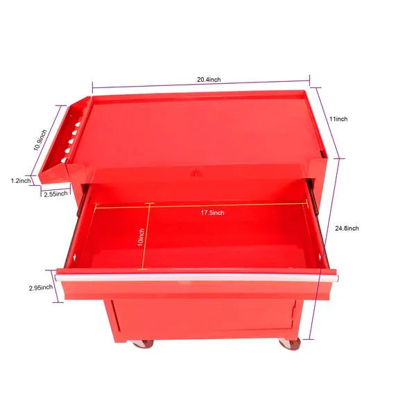 Poitrine à 5 tiroirs amovible avec armoire inférieure et une plate-forme réglable--Red