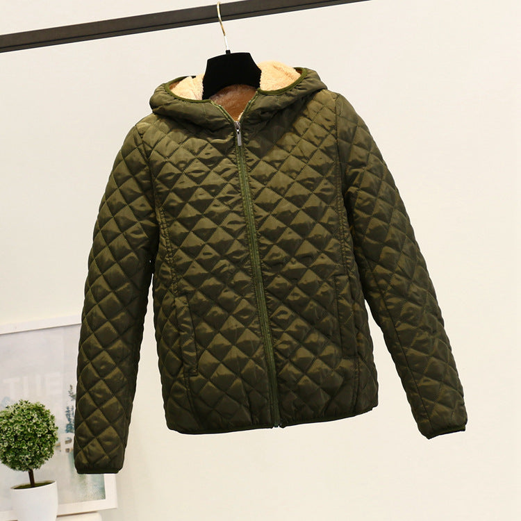 Cravate à capuche Épaisseur Lambswool Coton Coat Femmes Vêtements de dessus chauds