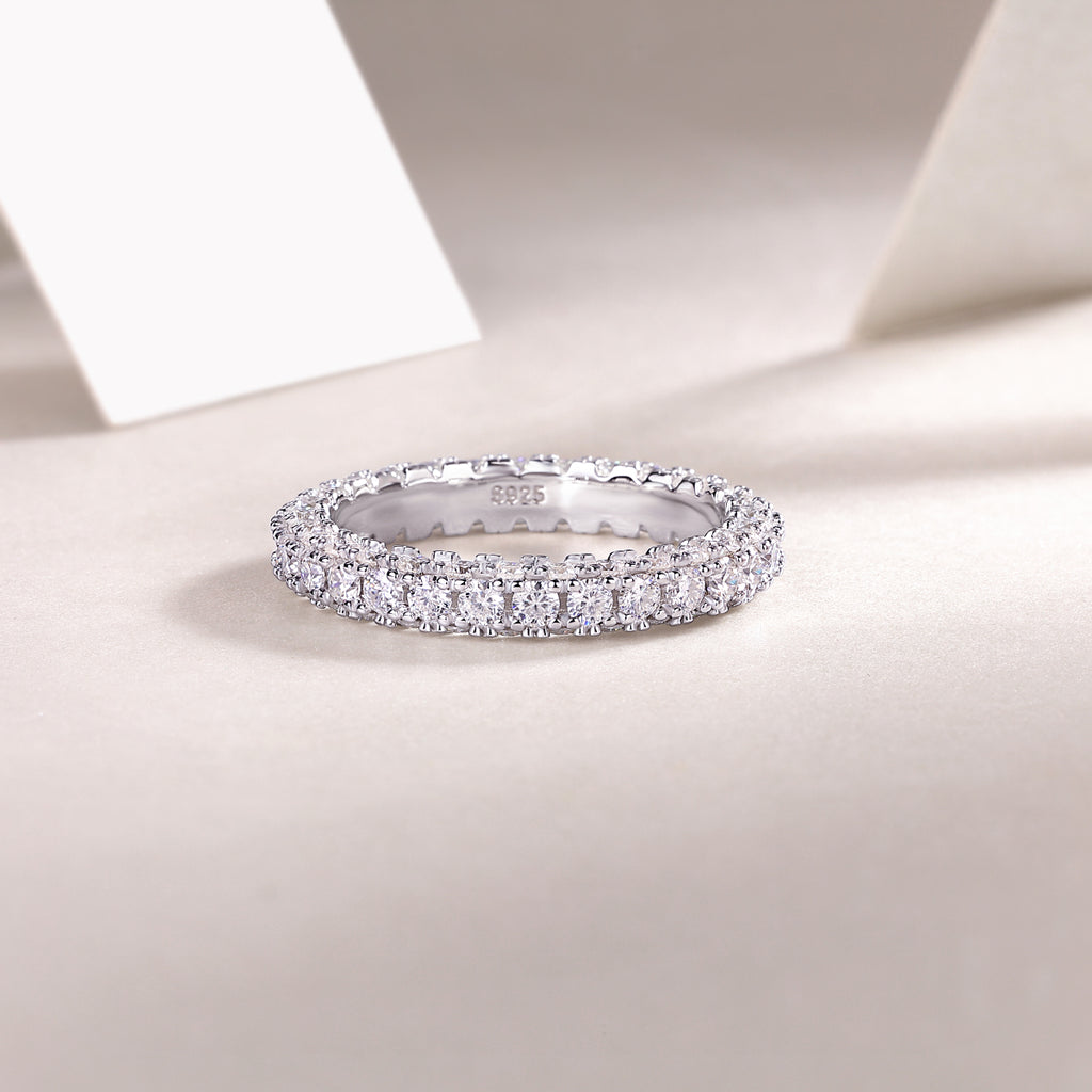 S925 Argent 2.2g Anneau de Moissanite plaqué platine