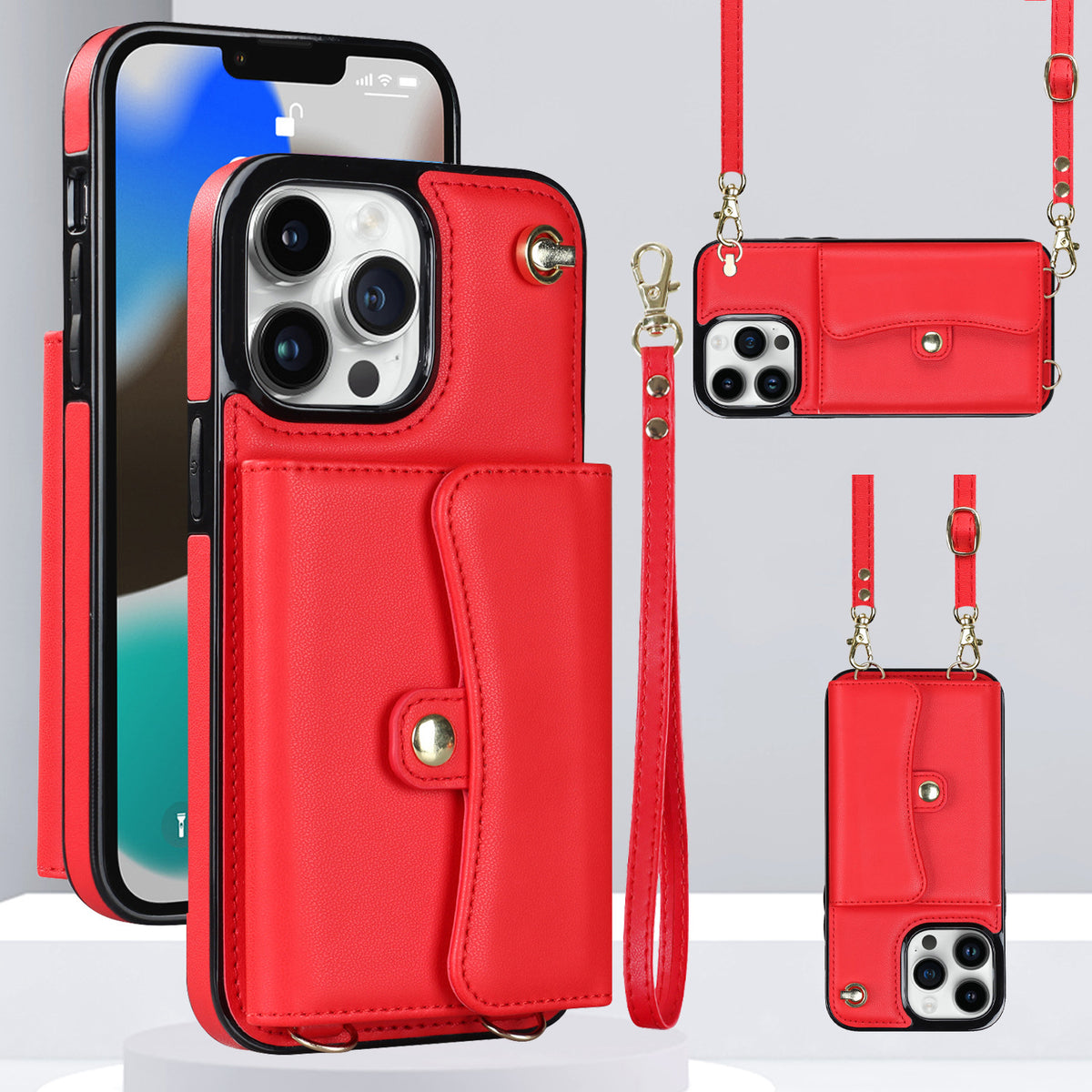 S23Ultra Carte Orgue Boîtier en cuir A13 Crossbody Phone Case