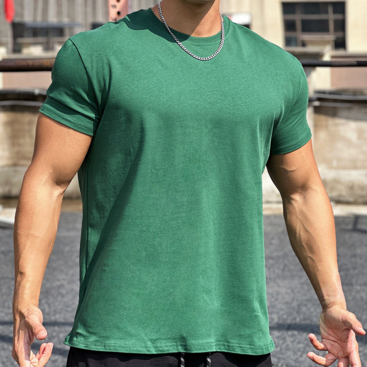 Sports musculaires Coton libre Fitness manches courtes Hommes