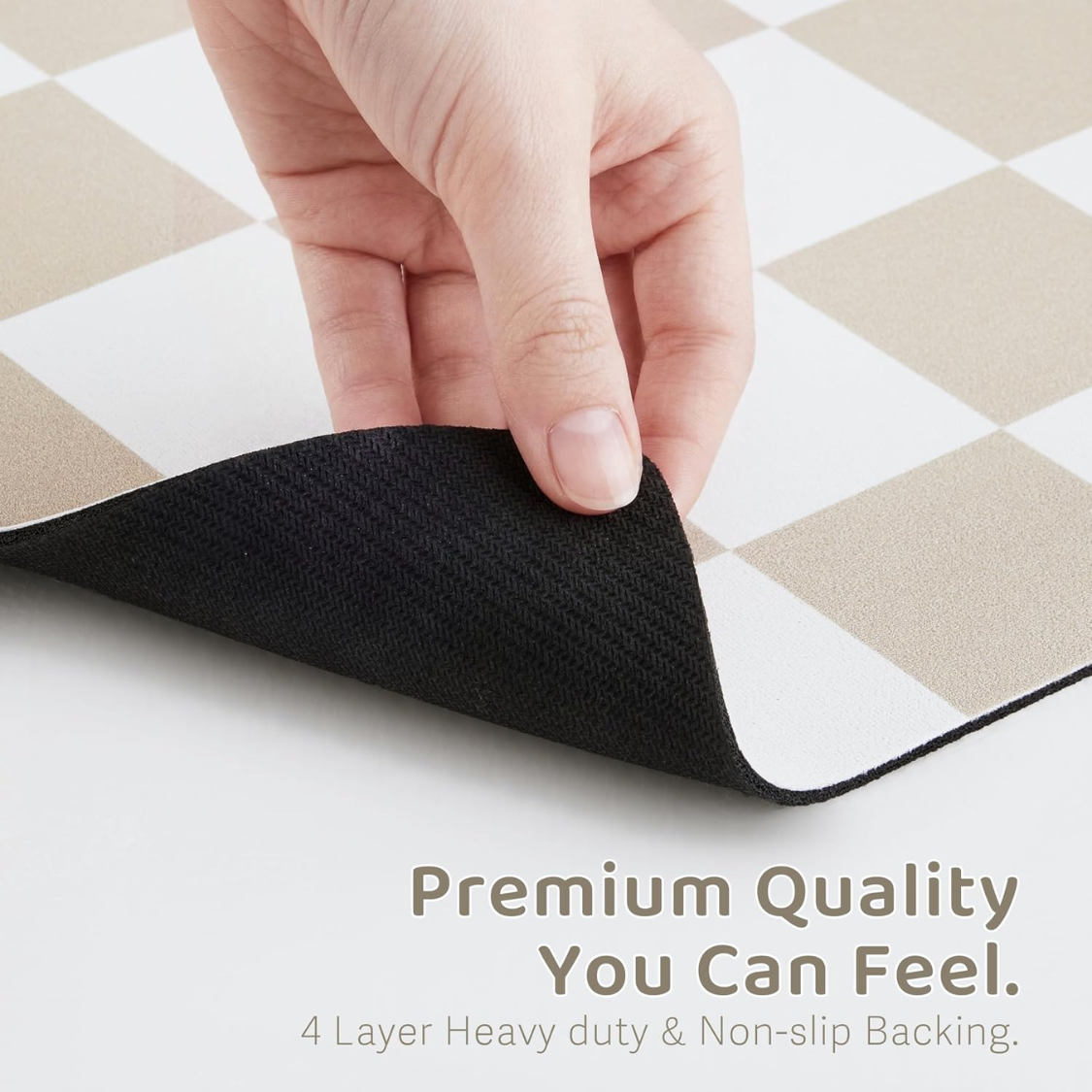 Absorbent pet bowl mat, retro beige checkerboard pattern