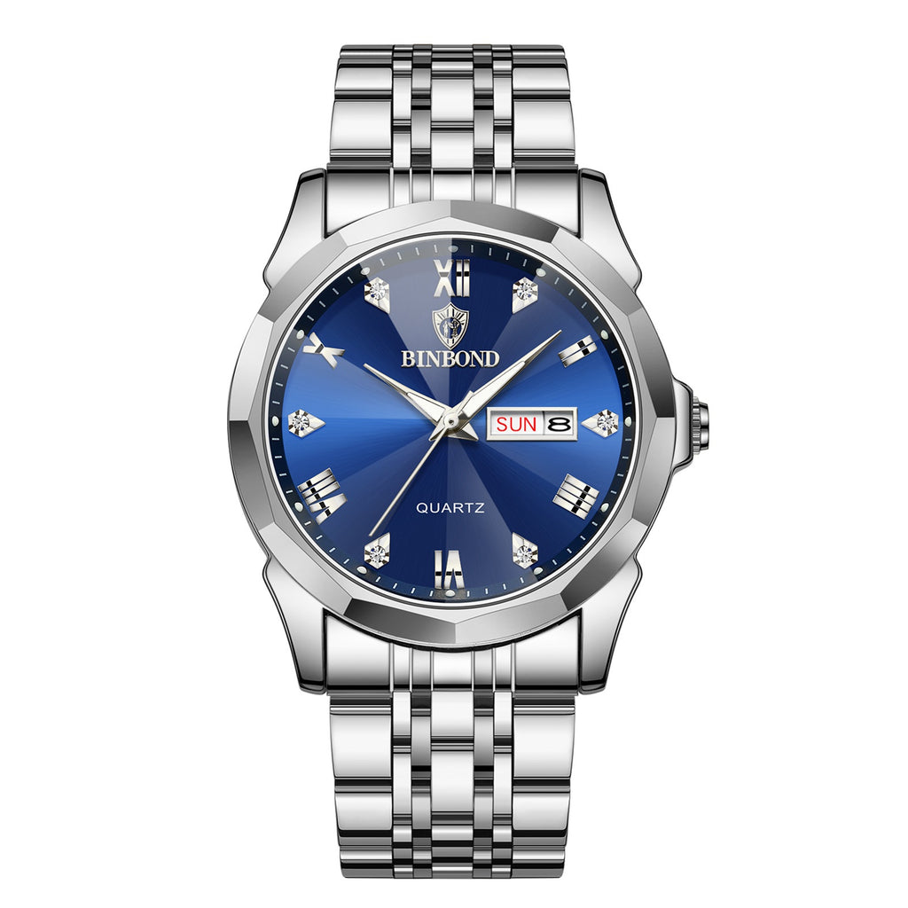 Style homme collège étudiant double calendrier électronique quartz montre étanche