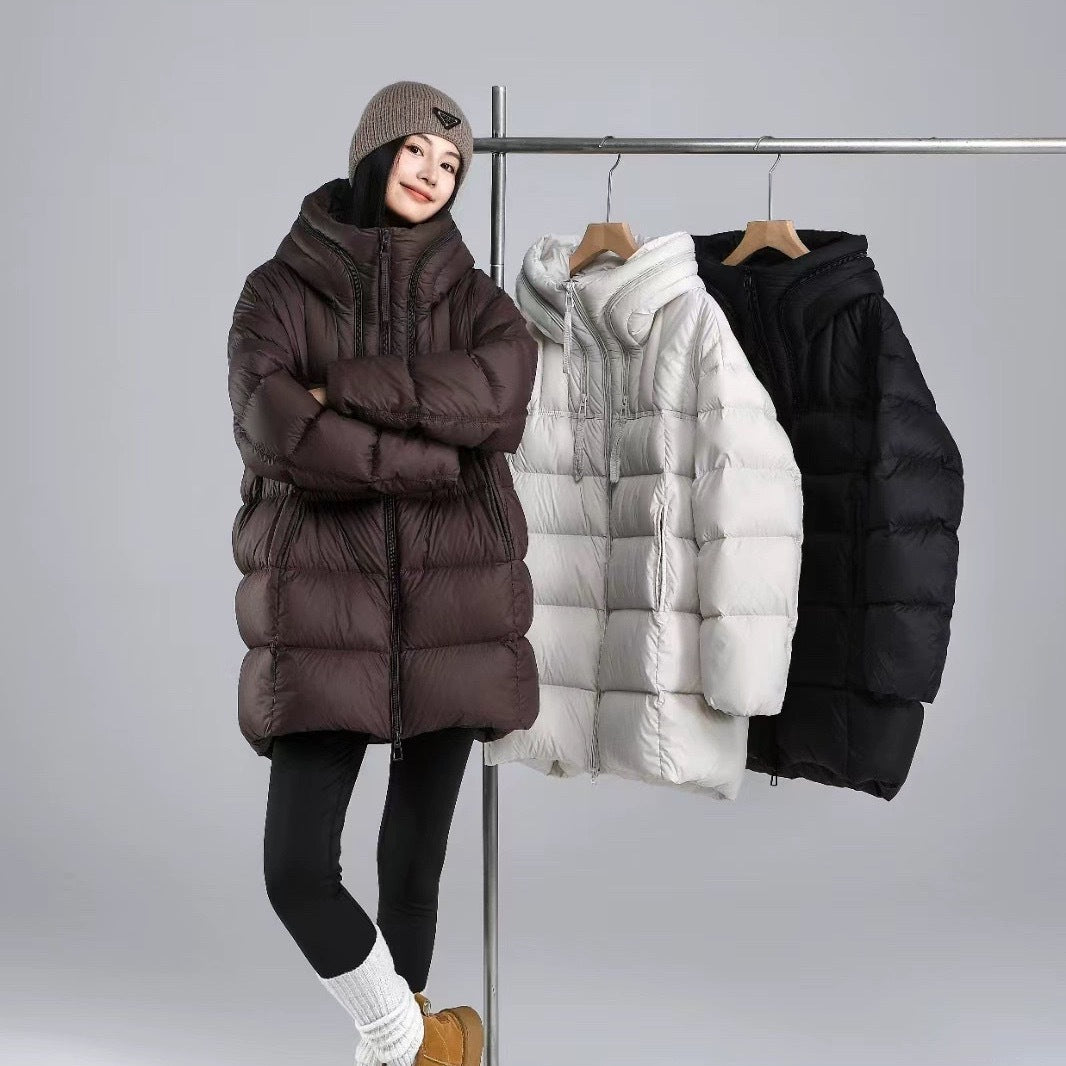 Mi-longueur Mode Loose-fitting Down Jacket avec Hood