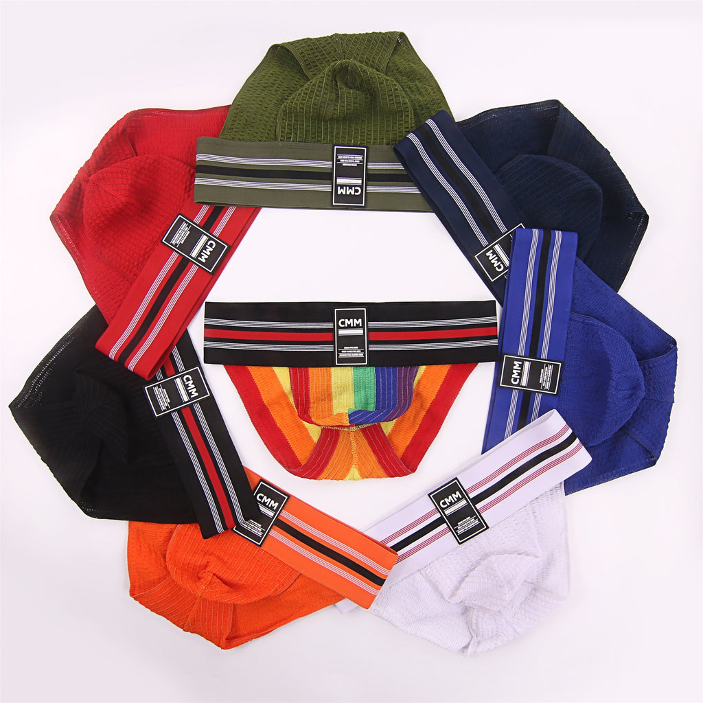 Sous-vêtements sport arc-en-ciel haute coupe ultra large pour hommes