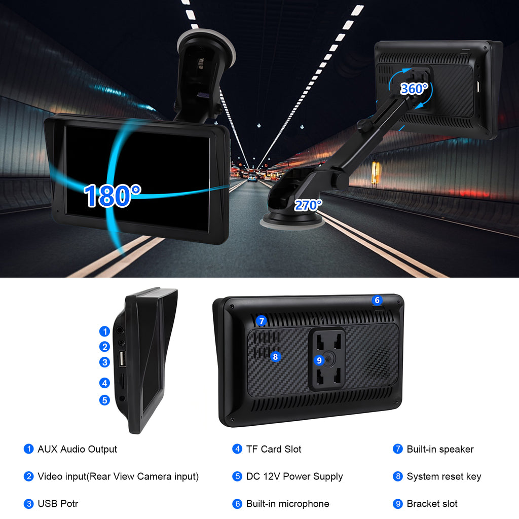 Voiture portable stéréo sans fil CarPlay et Android Auto