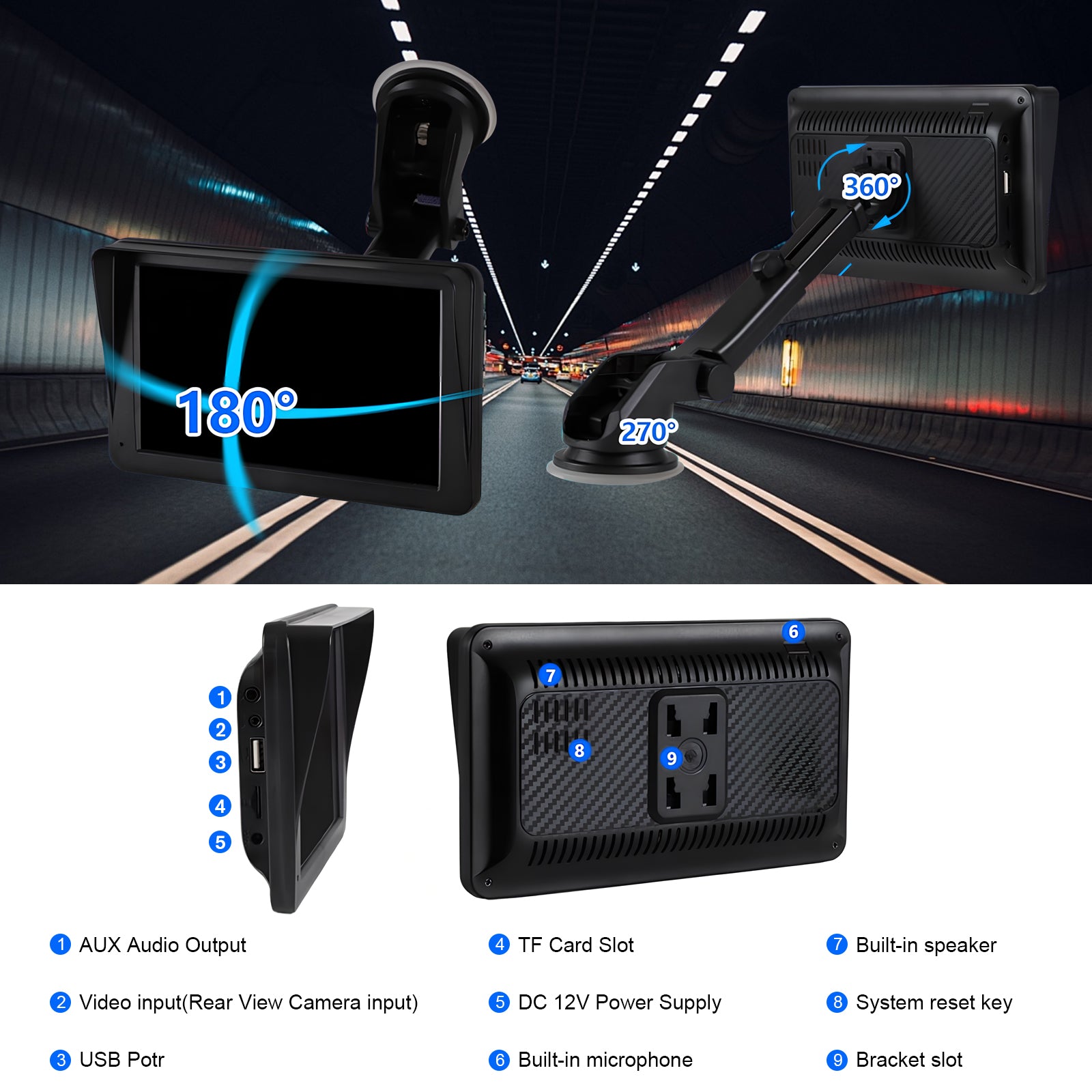 Voiture portable stéréo sans fil CarPlay et Android Auto
