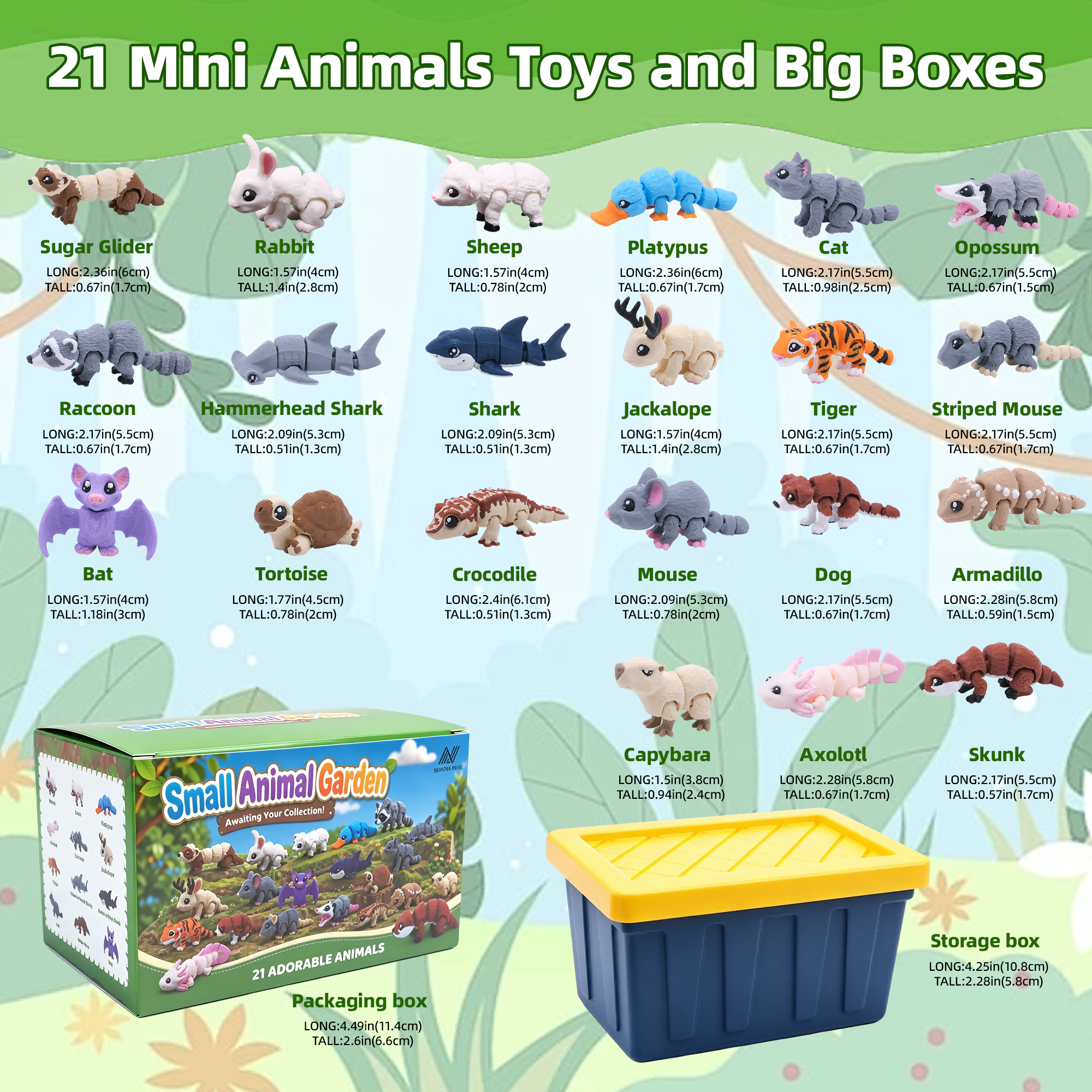 21PCS Mini jeu de figures animales